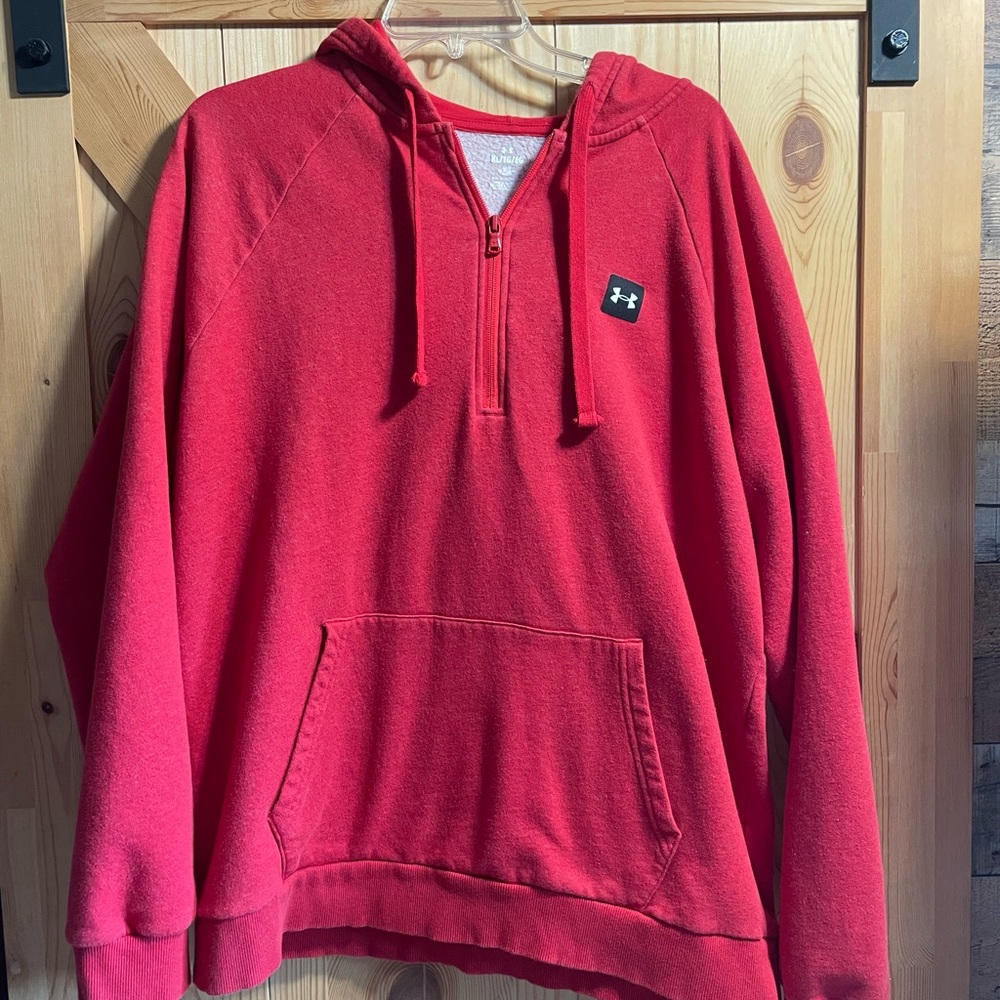 Under Armour Red Quarter-Zip Hoodie Sweatshirt